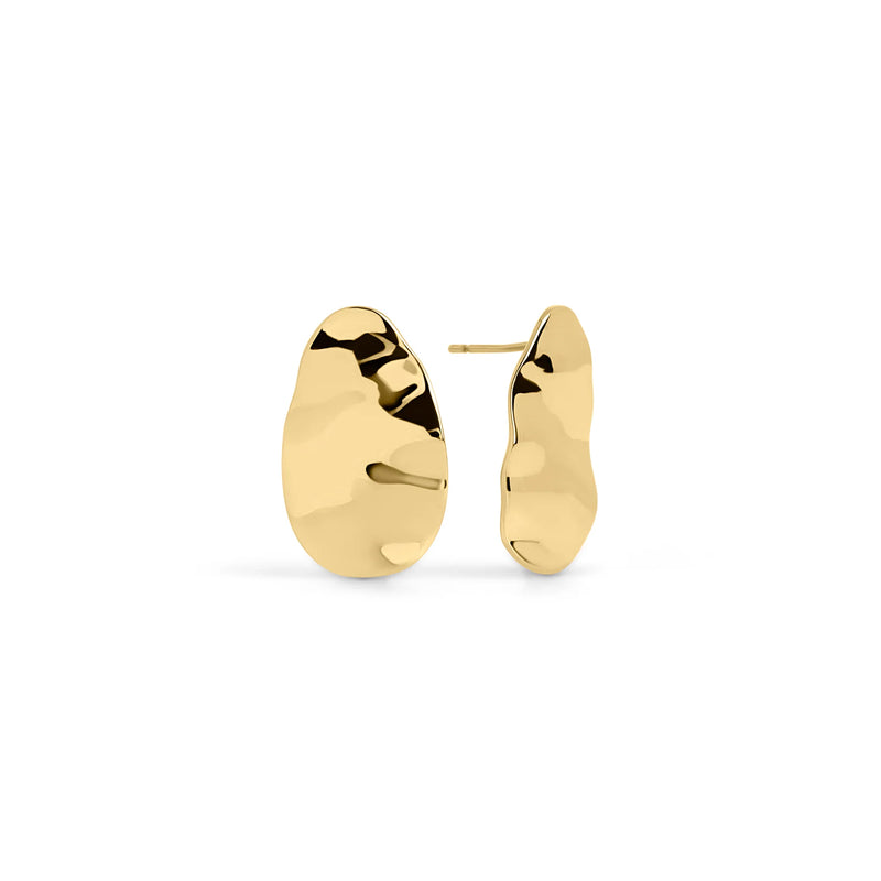 BOUCLES D'OREILLES MARTELEES OVALES ACIER INOXYDABLE DORÉ | MIA BIJOUX
