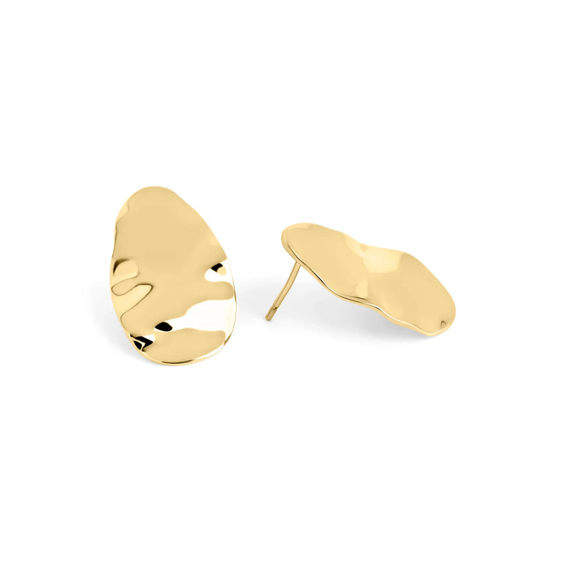 BOUCLES D'OREILLES MARTELEES OVALES ACIER INOXYDABLE DORÉ | MIA BIJOUX