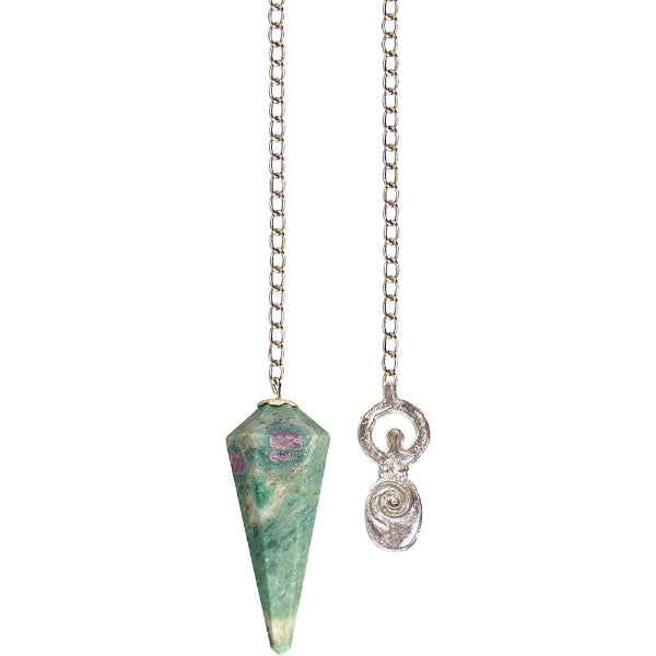 Pendule hexagonal en zoïsite rubis - Radiesthésie