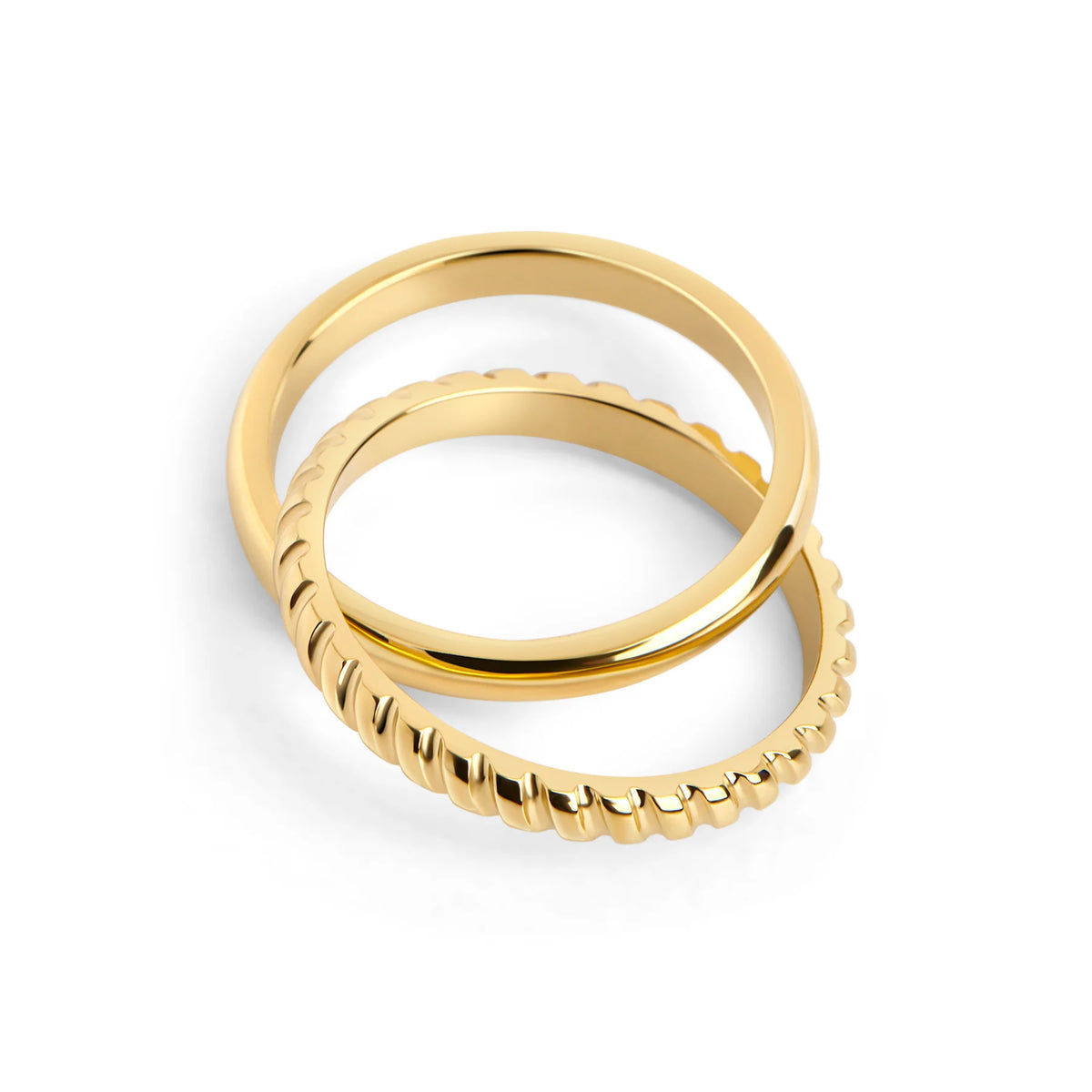 BAGUES ENTRELACEES EN ACIER INOXYDABLE DORÉ MIKA | MIA BIJOUX