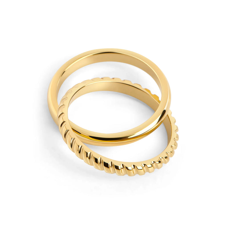 BAGUES ENTRELACEES EN ACIER INOXYDABLE DORÉ MIKA | MIA BIJOUX