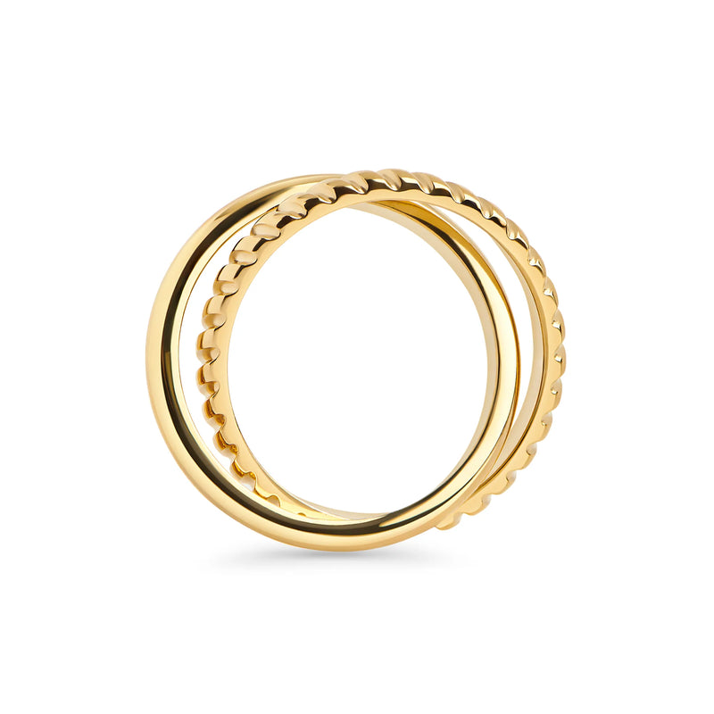 BAGUES ENTRELACEES EN ACIER INOXYDABLE DORÉ MIKA | MIA BIJOUX