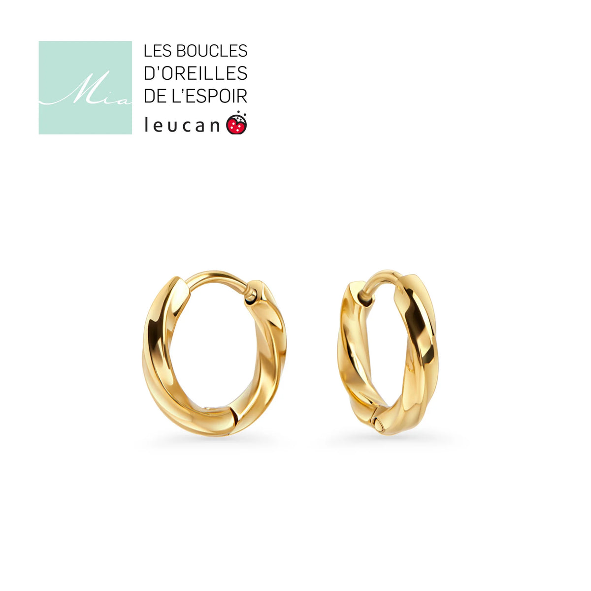 BOUCLES D'OREILLES ACIER DORE ESPOIR LEUCAN - ENFANT