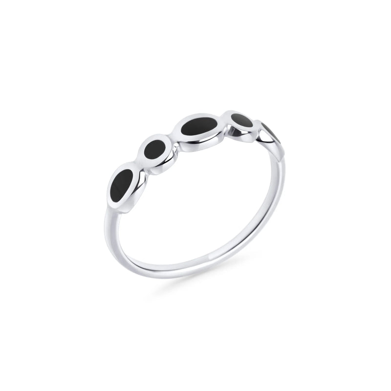 BAGUE EN ACIER INOXYDABLE ET EMAIL NOIR REBECCA | MIA BIJOUX