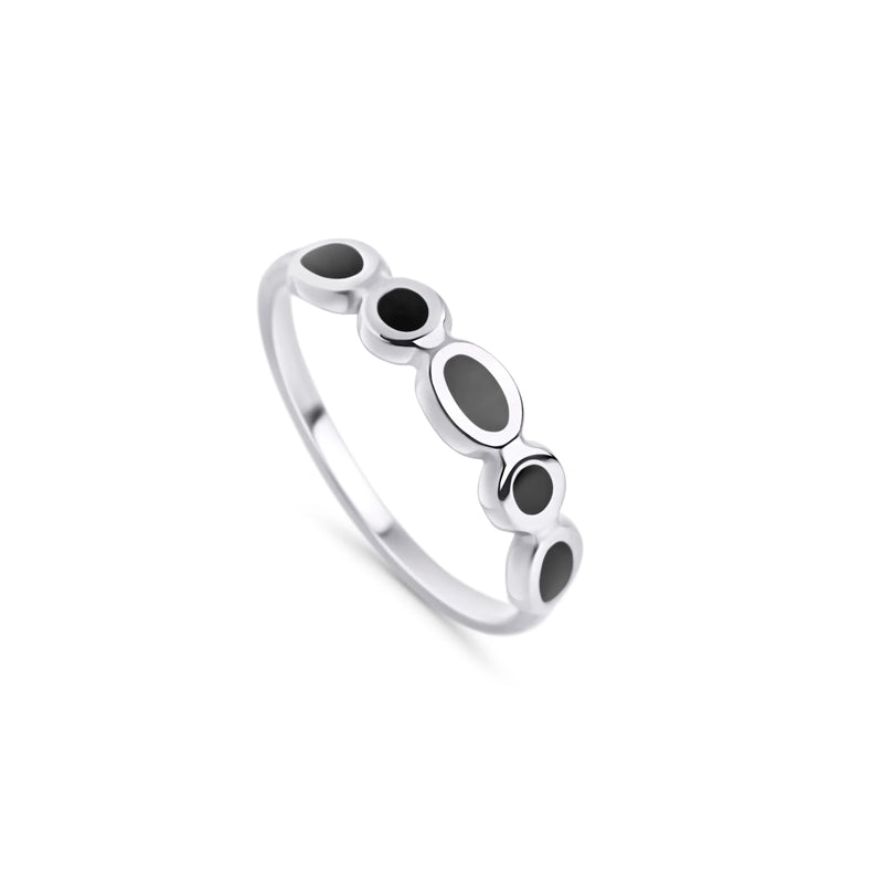 BAGUE EN ACIER INOXYDABLE ET EMAIL NOIR REBECCA | MIA BIJOUX