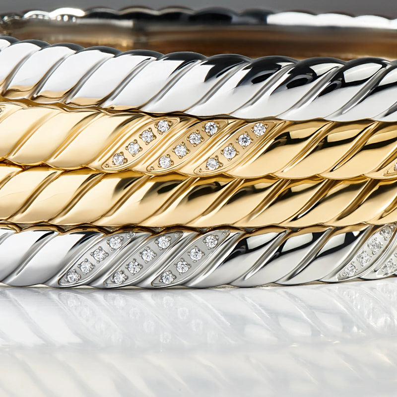 BRACELET RIGIDE EN ACIER INOXYDABLE DORE EMMY | MIA BIJOUX