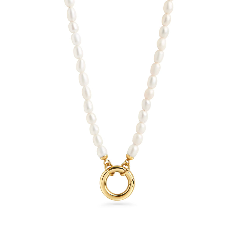 COLLIER DE PERLES FERMOIR EN ACIER INOXYDABLE DORÉ JOSIANE | MIA BIJOUX