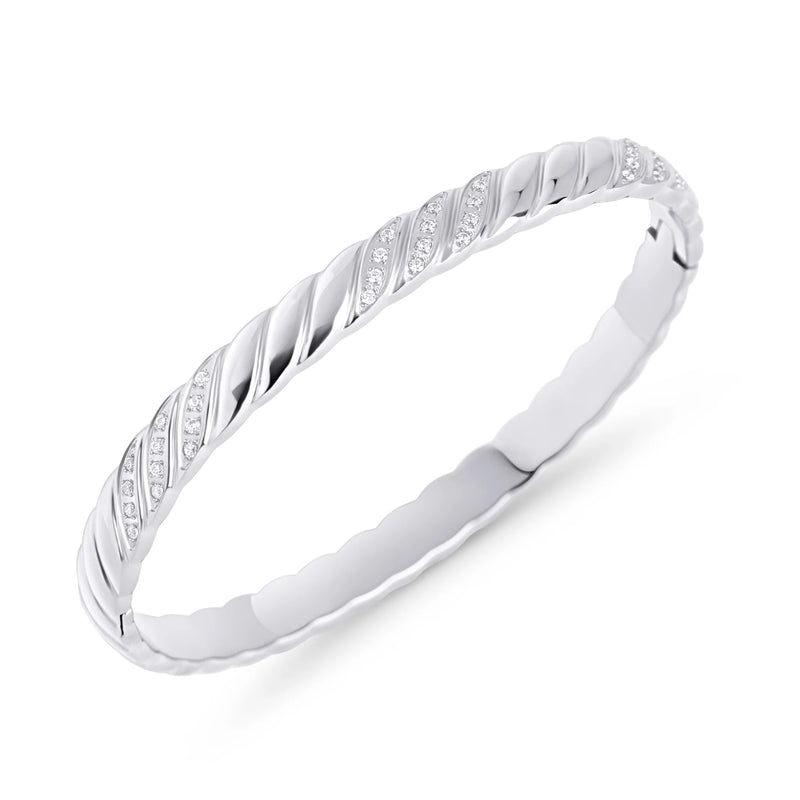BRACELET RIGIDE EN ACIER INOXYDABLE ET ZIRCONS RIGIDE | MIA BIJOUX