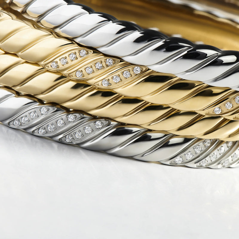 BRACELET RIGIDE EN ACIER INOXYDABLE ET ZIRCONS RIGIDE | MIA BIJOUX