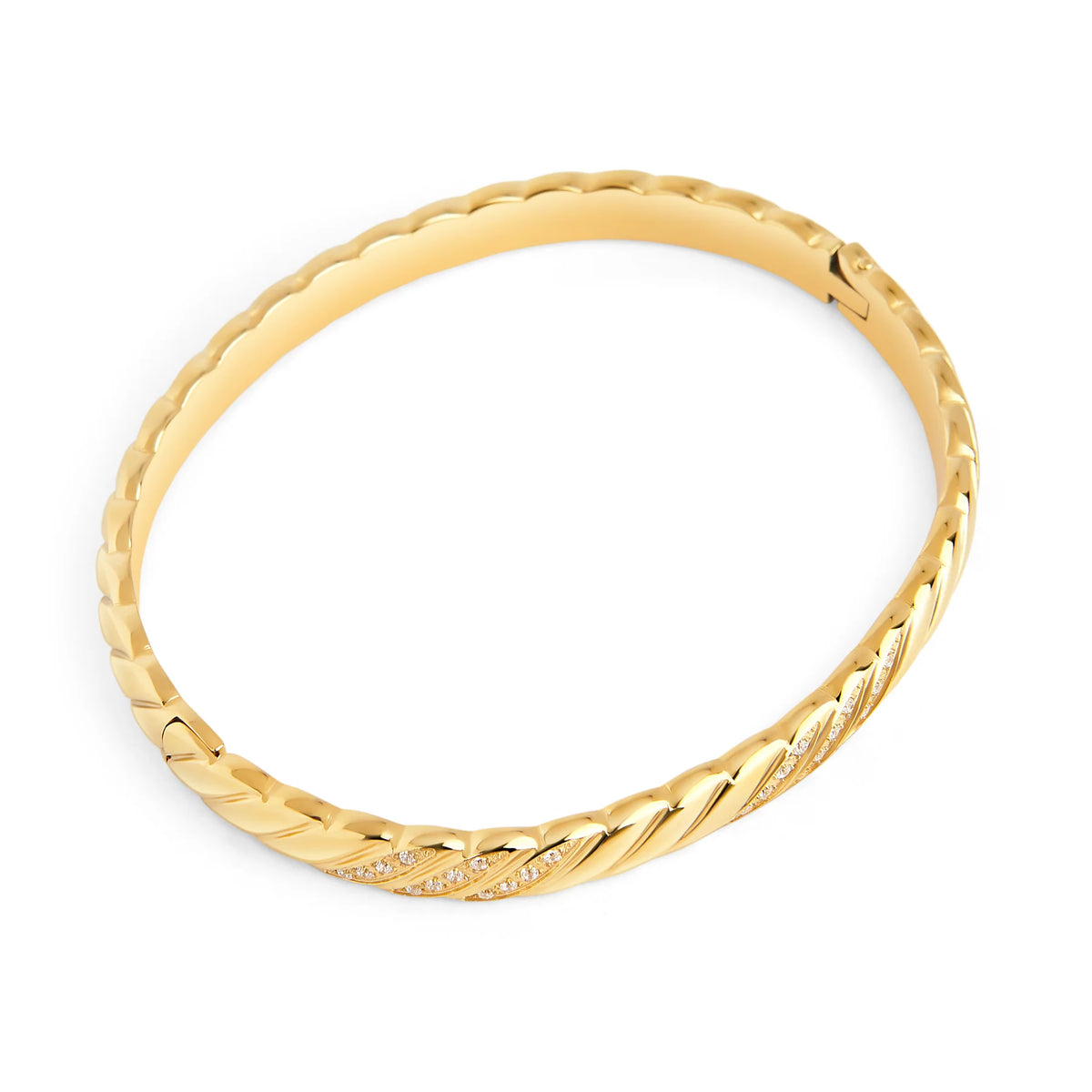 BRACELET RIGIDE EN ACIER INOXYDABLE ET ZIRCONS RIGIDE | MIA BIJOUX