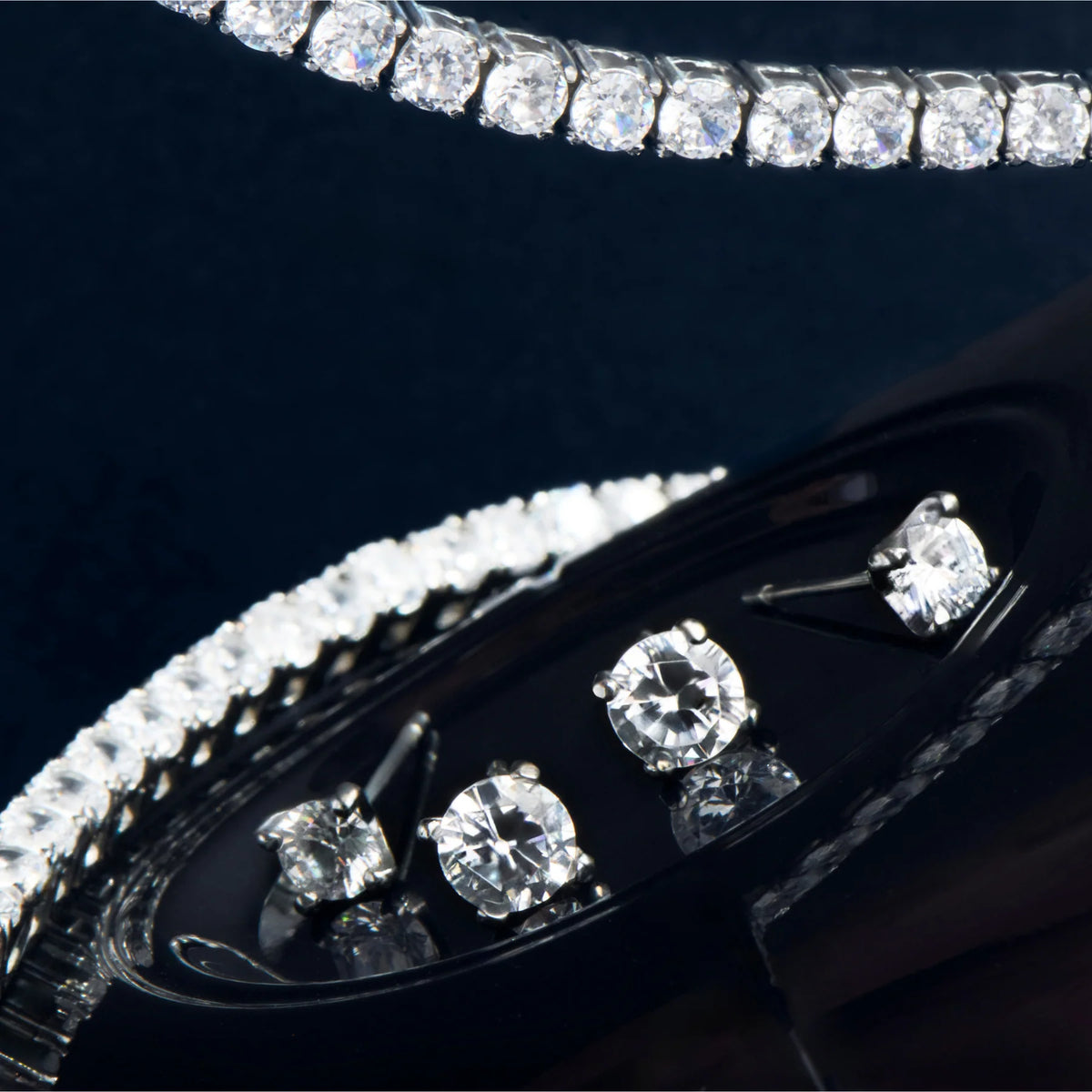 BRACELET EN ACIER INOXYDABLE AVEC ZIRCONS GRACE  | MIA BIJOUX - AVEC BOUCLES D'OREILLES