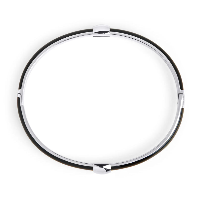 BRACELET RIGIDE EN ACIER INOXYDABLE ET EMAIL NOIR  ELYAN | MIA BJOUX