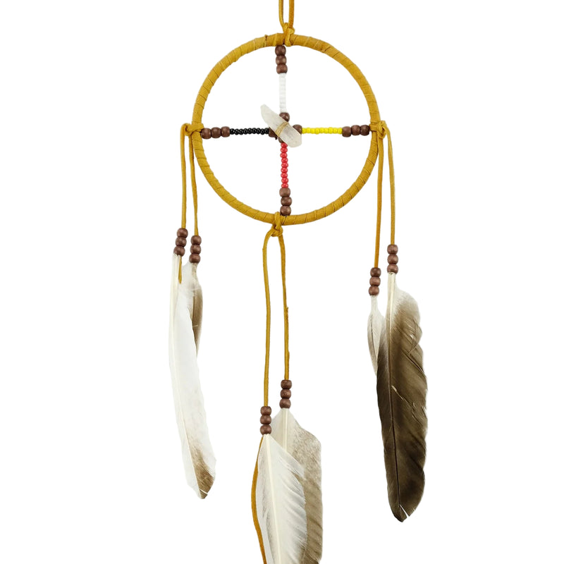 Roue de médecine dorée 4" avec cristal de quartz – Spirituelle, artisanale et symbolique