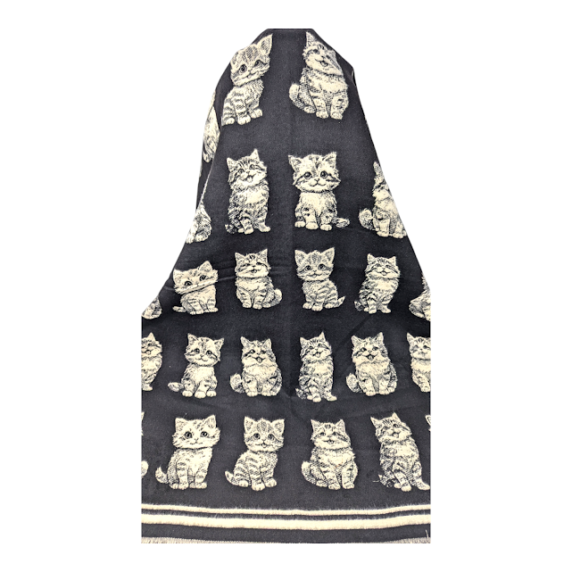 FOULARD IMPRIME CÔTÉ FONCÉS AVEC CHATS PÂLES