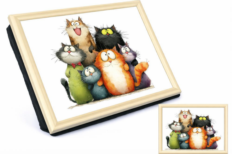 Plateau-coussin de lecture pratique avec illustration de chats amusants