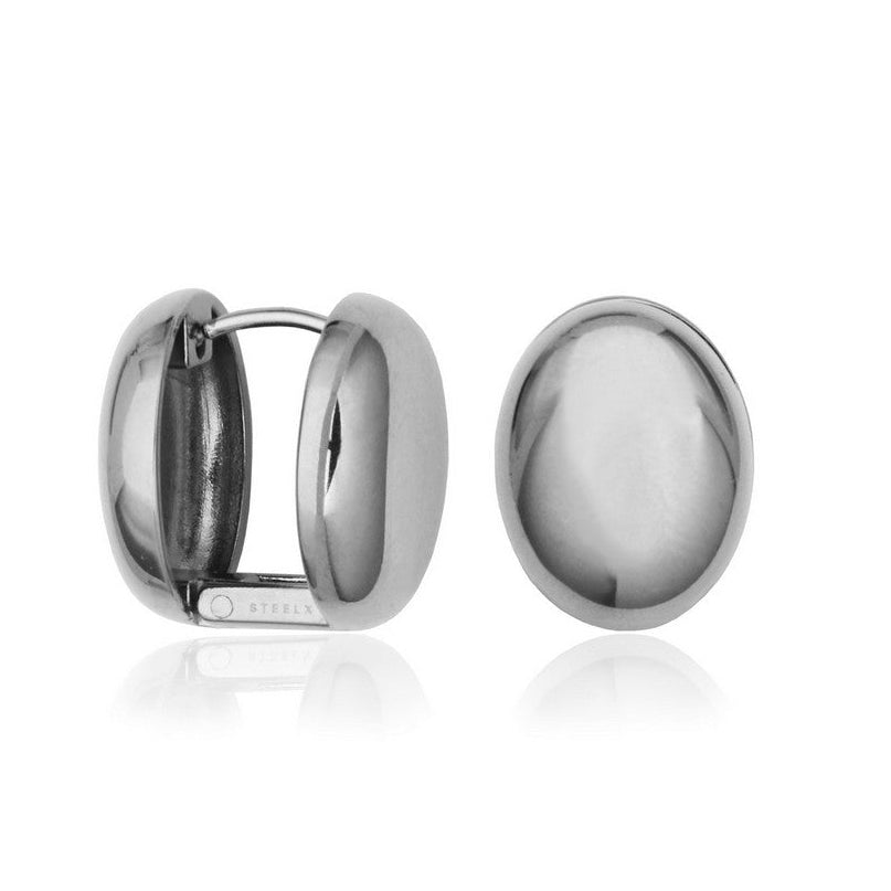BOUCLES D'OREILLES OVALES BOMBÉES EN ACIER INOXYDABLE- STEELX