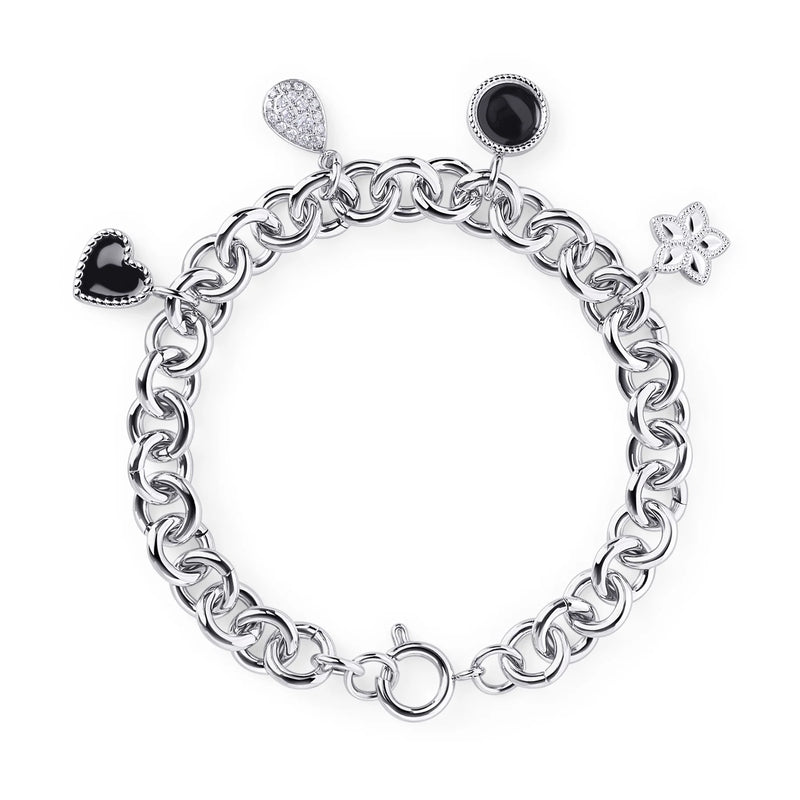 BRACELET MELINA ACIER INOXYDABLE ET BRELOQUES - MIA BIJOUX