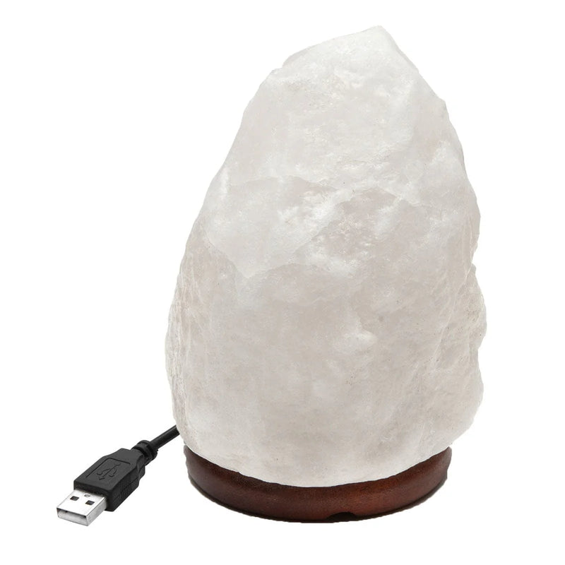 LAMPE DE SEL BLANC DE L’HIMALAYA AVEC PORT USB
