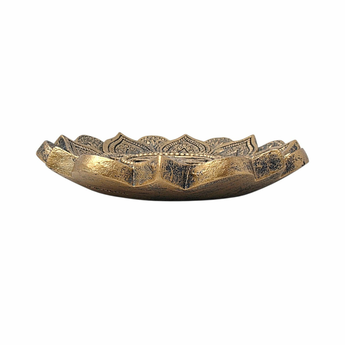 Porte-encens fleur de lotus rond bronze - style mandala