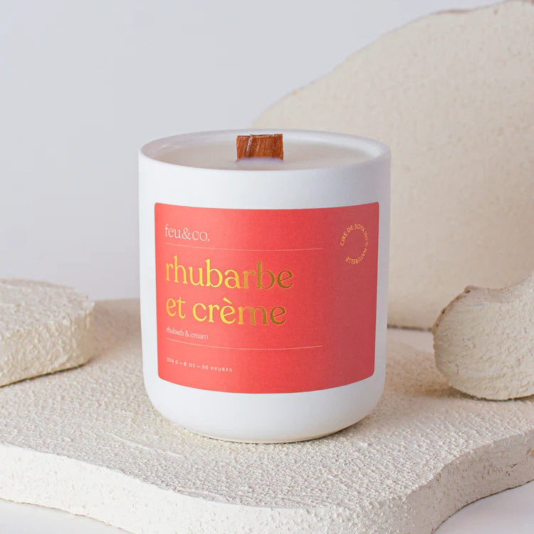 Bougie de cire de soya Rhubarbe et crème - Feu & Co