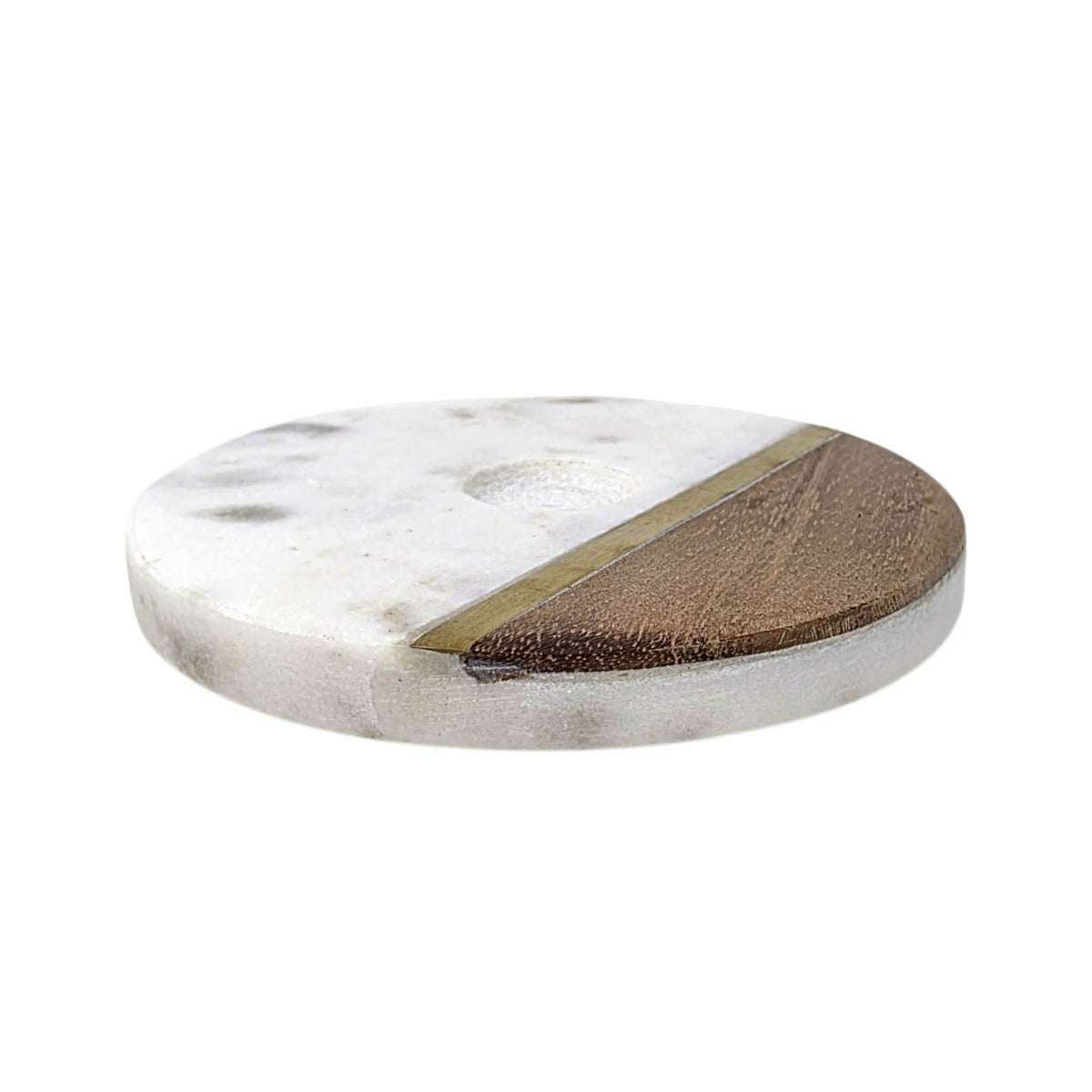 PORTE-ENCENS ROND EN MARBRE ET BOIS – DÉTAIL DORÉ