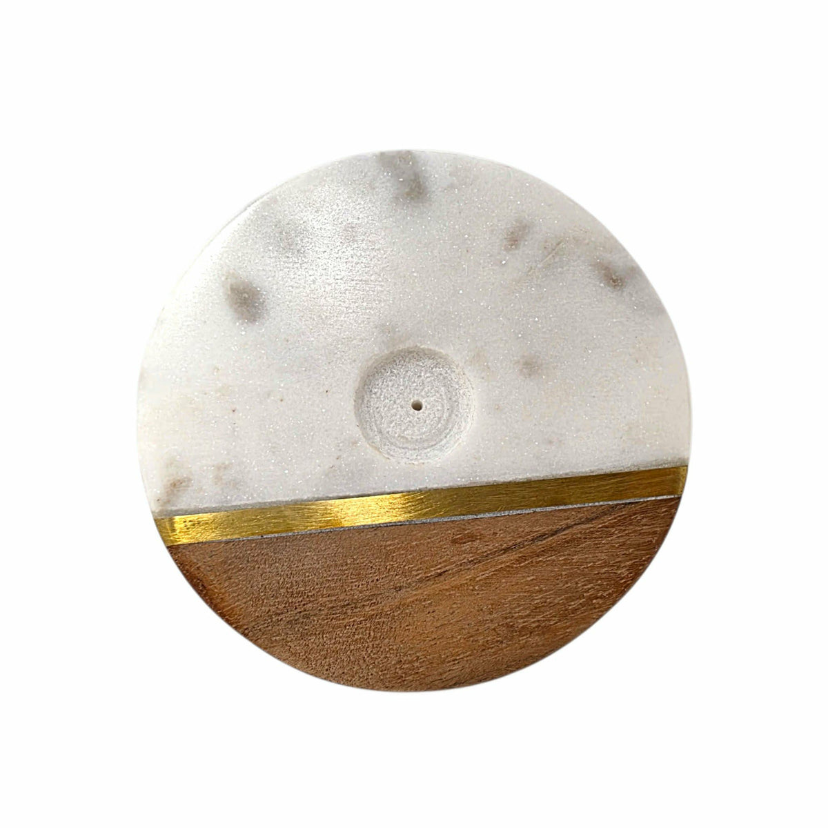 PORTE-ENCENS ROND EN MARBRE ET BOIS – DÉTAIL DORÉ