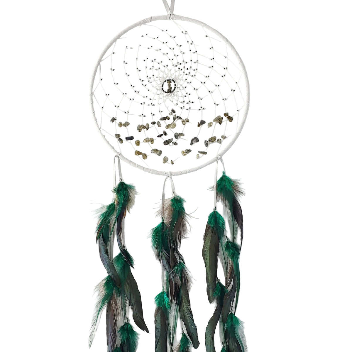 Capteur de rêves à flux énergétique 9" avec pierres de labradorite – Spirituel, artisanal et apaisant
