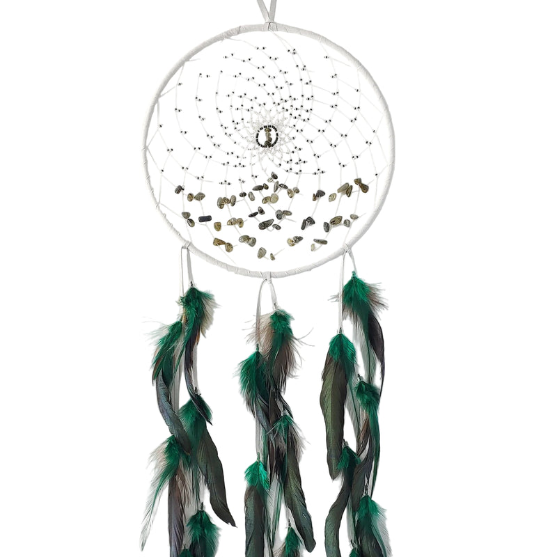Capteur de rêves à flux énergétique 9" avec pierres de labradorite – Spirituel, artisanal et apaisant