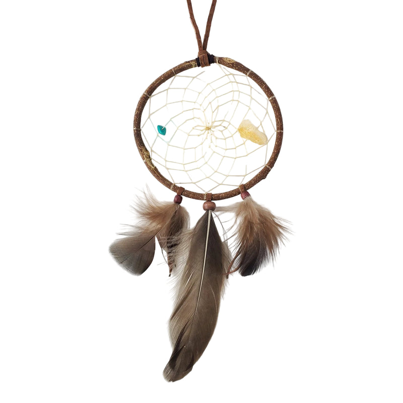 Branche naturelle 10 cm avec pépites de turquoise et de citrine – Artisanale, décorative et spirituelle