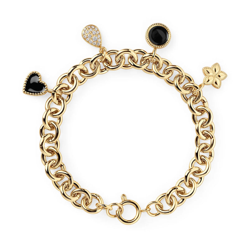 BRACELET MELINA ACIER INOXYDABLE OR ET BRELOQUES - MIA BIJOUX