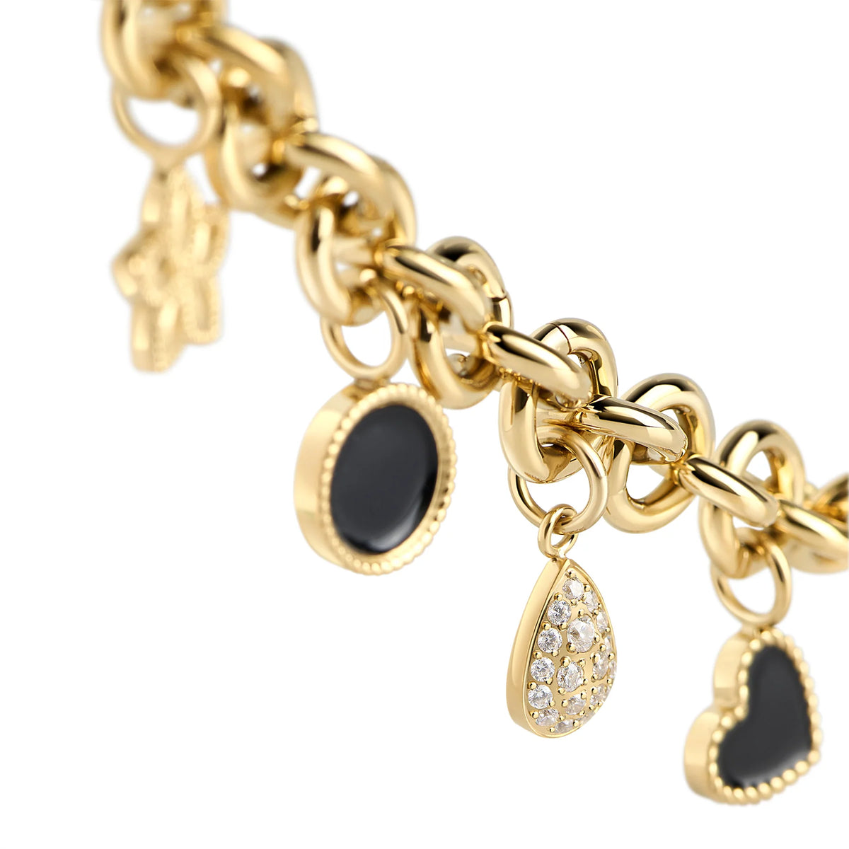 BRACELET MELINA ACIER INOXYDABLE OR ET BRELOQUES - MIA BIJOUX