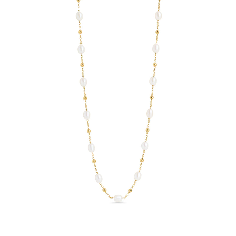 COLLIER NIVA EN PERLES D’EAU DOUCE ET ACIER INOXYDABLE OR – MIA BIJOUX