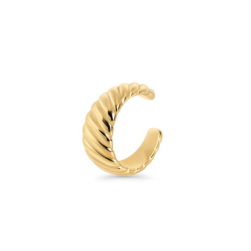 Ear Cuff torsadé Oria en acier inoxydable doré - Mia Bijoux