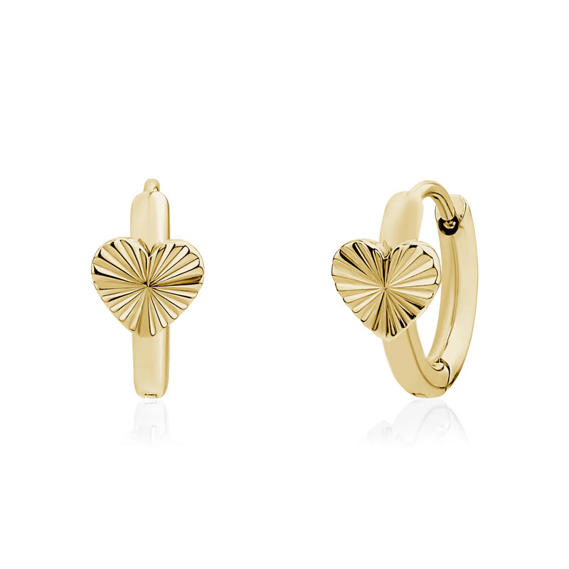 BOUCLES D'OREILLES DORE AVEC BRELOQUE DE COEUR - ARZ STEEL