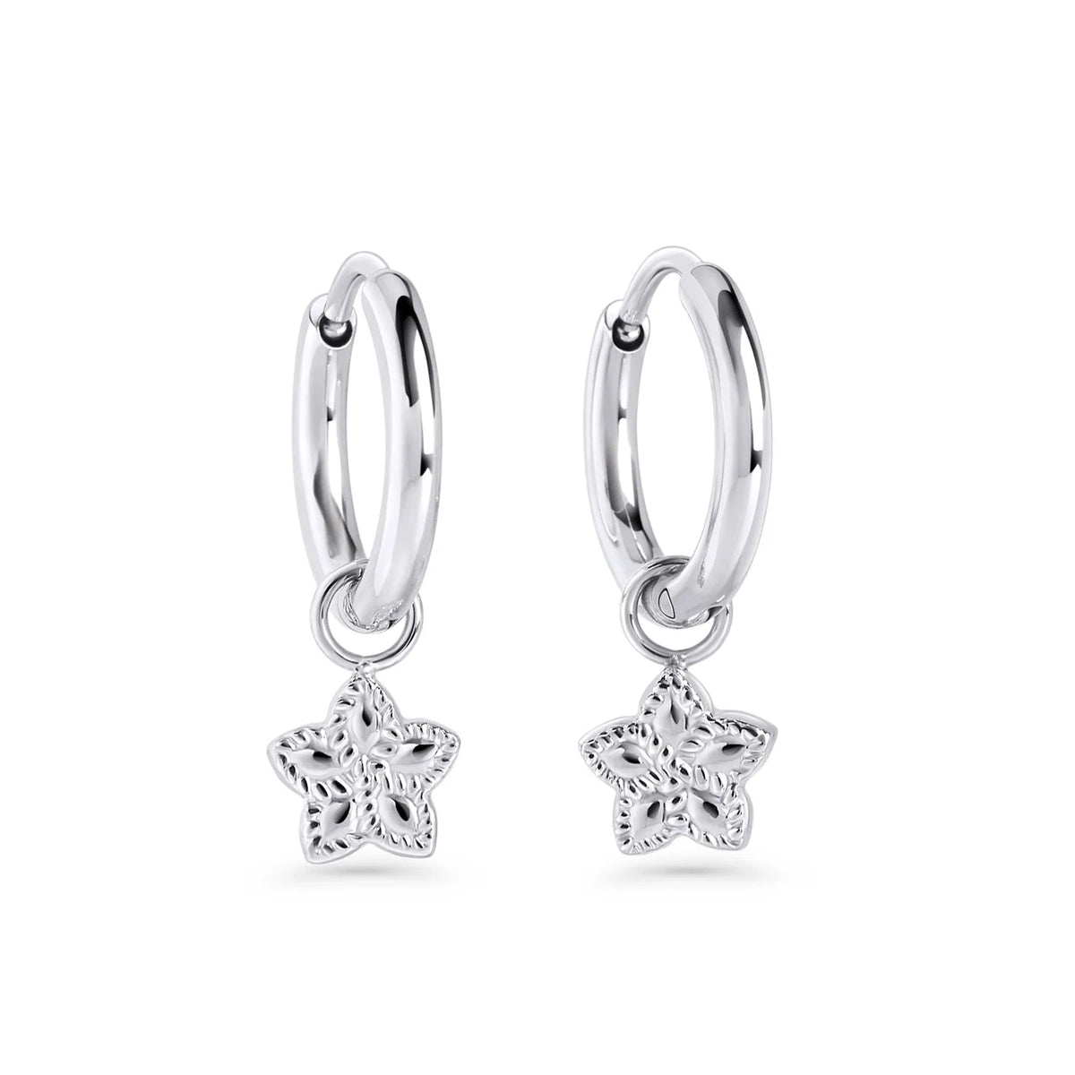 BOUCLES D'OREILLES BRELOQUE FLEUR ACIER INOXYDABLE - MIA BIJOUX