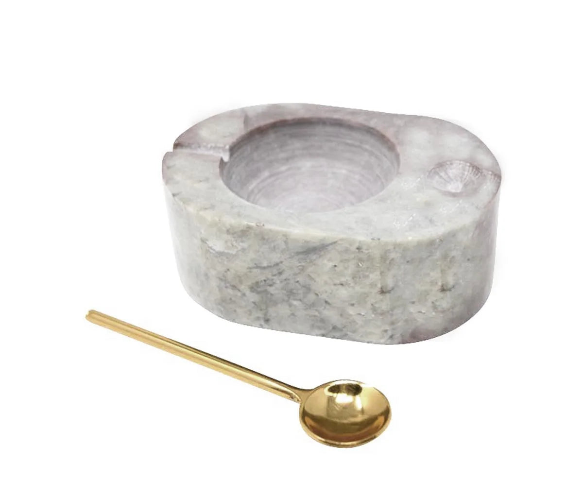 BOL PIERRE DE SAVON OVALE BEIGE  ET CUILLERE