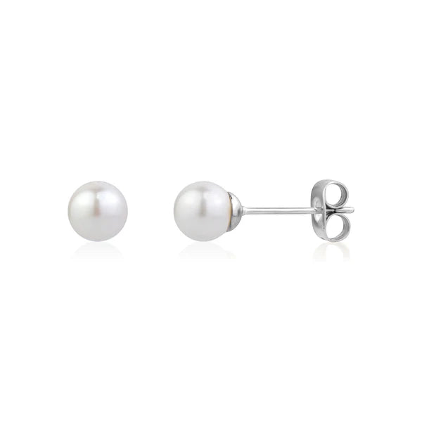 BOUCLES D'OREILLES CLOUS EN PERLES BLANCHES - ARZ STEEL
