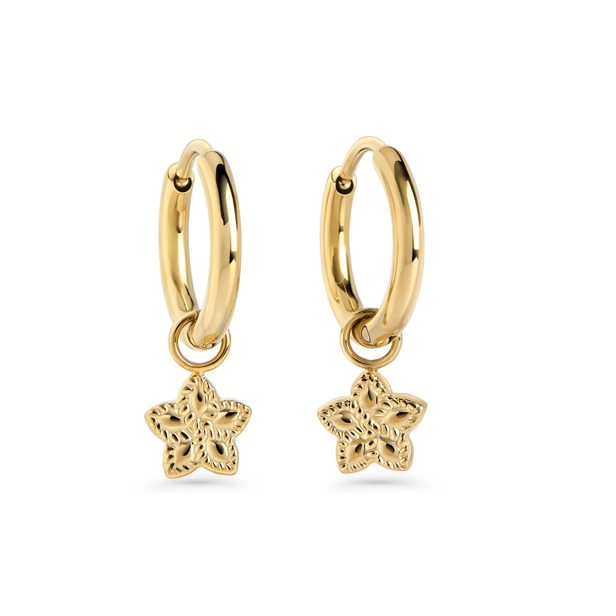 BOUCLES D'OREILLES BRELOQUE FLEUR ACIER INOXYDABLE OR - MIA BIJOUX