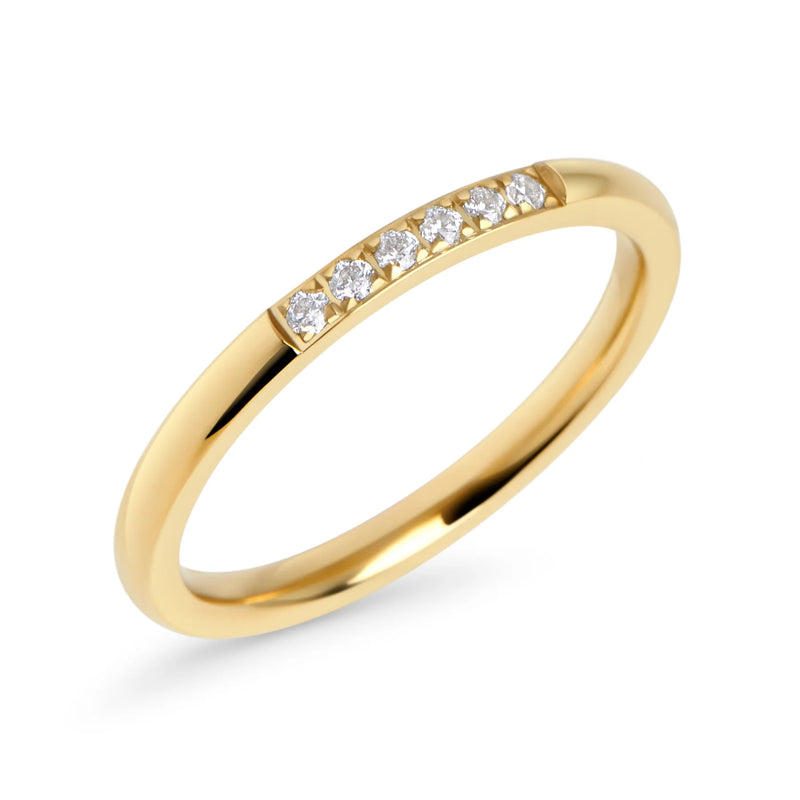 BAGUE EN ACIER INOXYDABLE DORE ET ZIRCONS MELIA | MIA BIJOUX