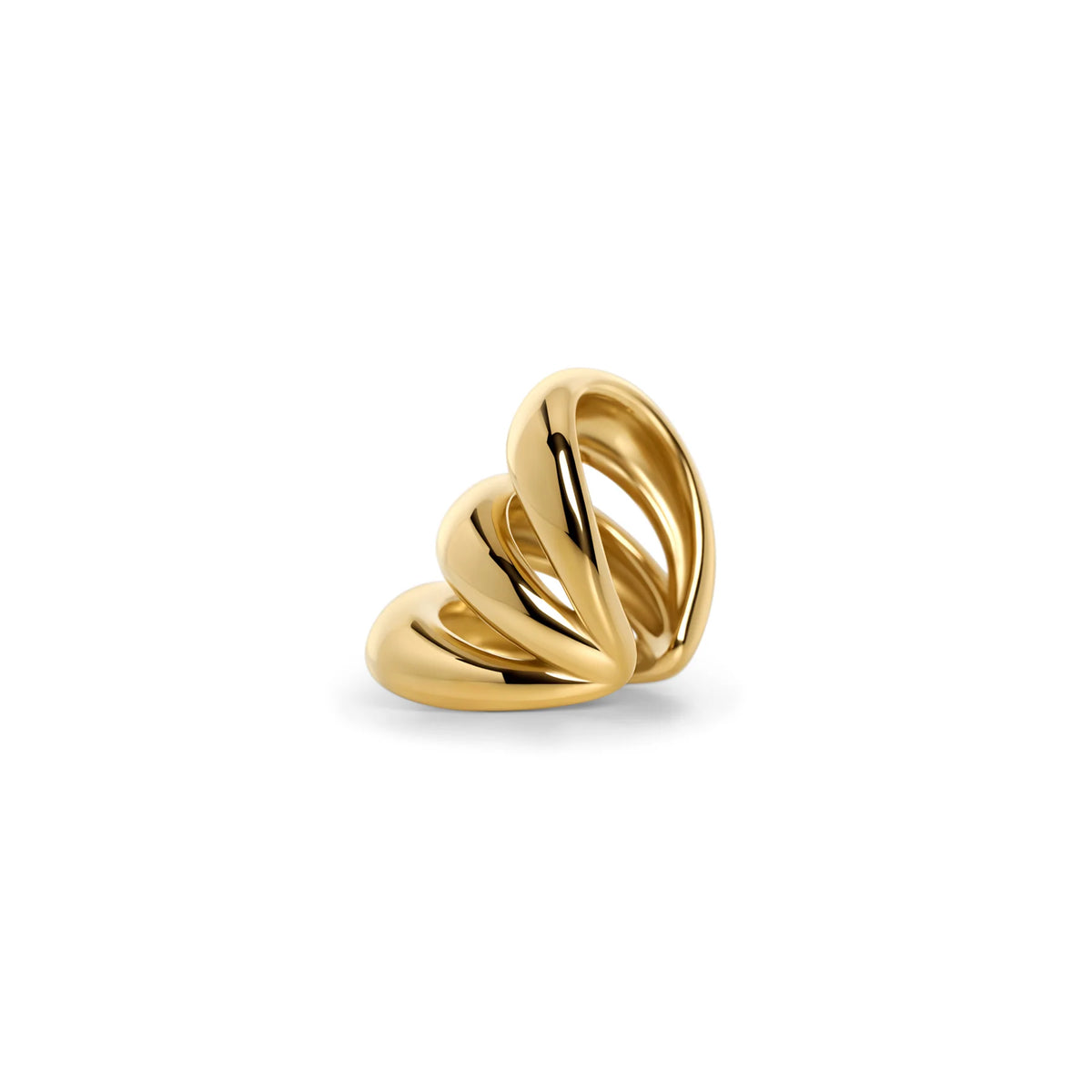 EARCUFF RIVKA TRIPLE BANDE ACIER INOXYDABLE OR - MIA BIJOUX