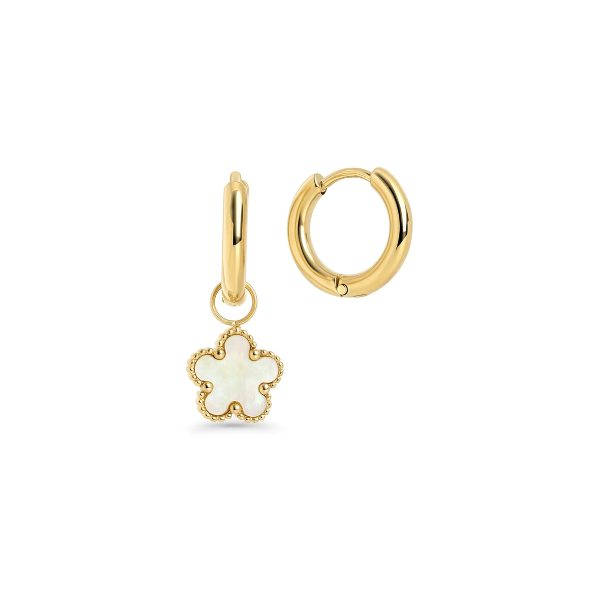 BOUCLES D'OREILLES BRELOQUE FLEUR ACIER INOXYDABLE OR - MIA BIJOUX