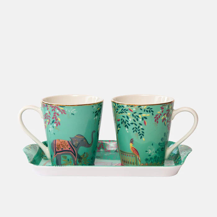 ENSEMBLE TASSES ET PLATEAU ELEPHANT SARA MILLER LONDON | PORTMEIRION