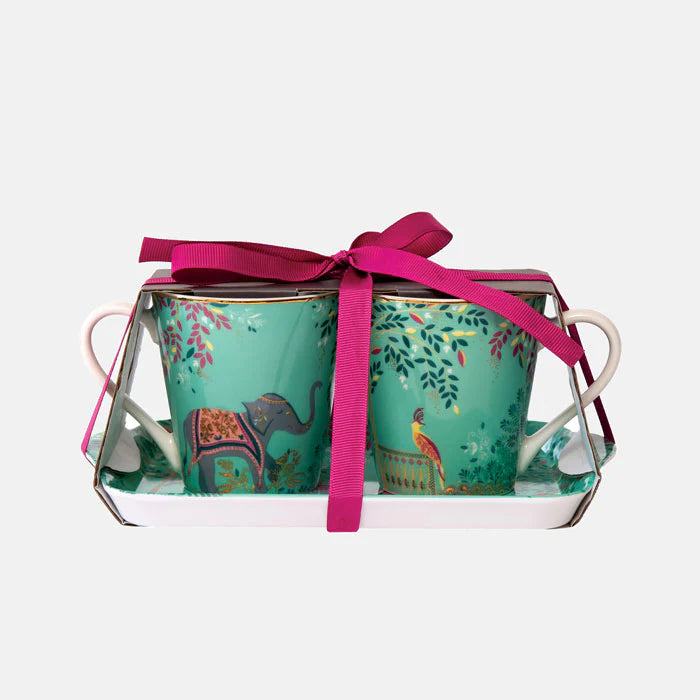 ENSEMBLE TASSES ET PLATEAU ELEPHANT SARA MILLER LONDON | PORTMEIRION