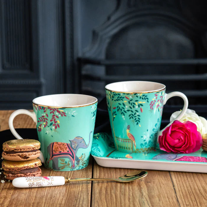 ENSEMBLE TASSES ET PLATEAU ELEPHANT SARA MILLER LONDON | PORTMEIRION