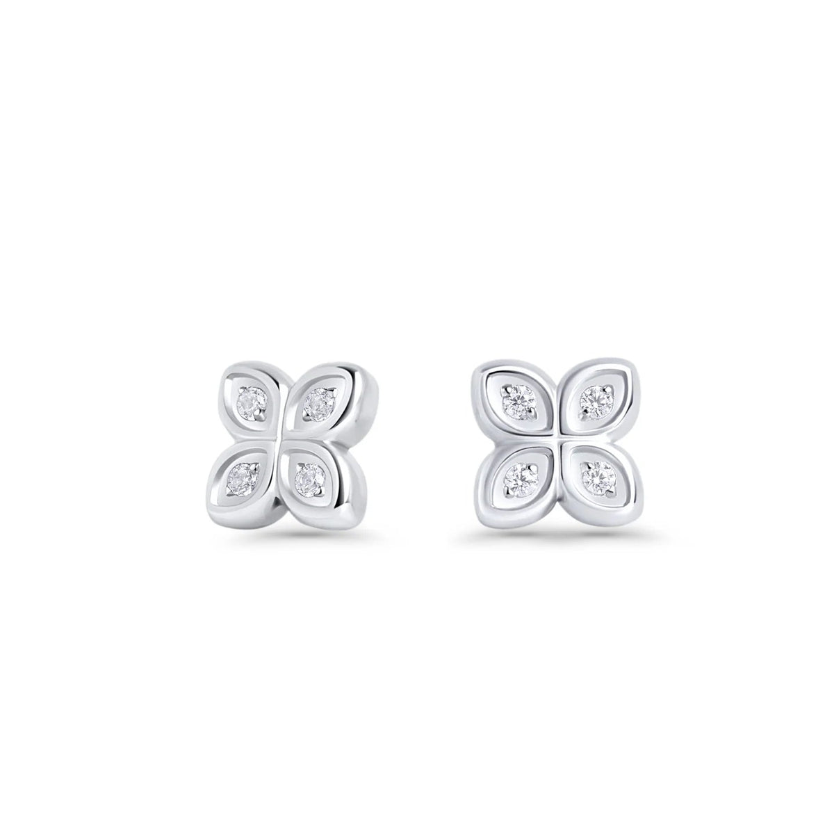 BOUCLES D’OREILLES TRÈFLES EN ZIRCON ET ACIER INOXYDABLE - MIA BIJOUX
