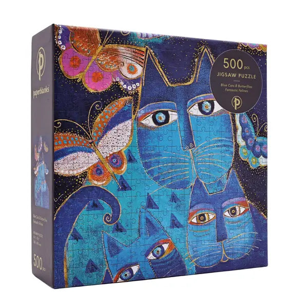 CASSE-TETE CHATS BLEUS ET PAPILLONS 500 MORCEAUX | PAPERBLANKS