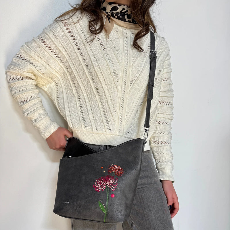 Sac bandoulière Mae Messenger gris – Pratique, spacieux et végétalien