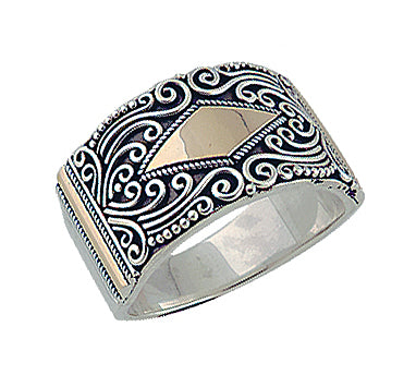 BAGUE DE BALI EN ARGENT STERLING ET LOSANGE EN OR | L'AVENTURINE