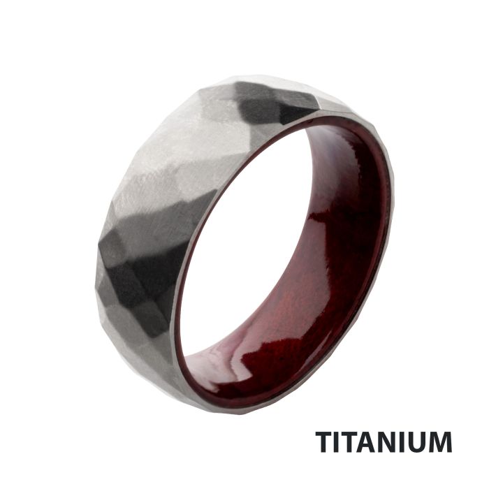 BAGUE CONFORTABLE EN TITANE ET SEQUOIA | BIJOUX INOX CANADA