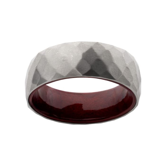 BAGUE CONFORTABLE EN TITANE ET SEQUOIA | BIJOUX INOX CANADA
